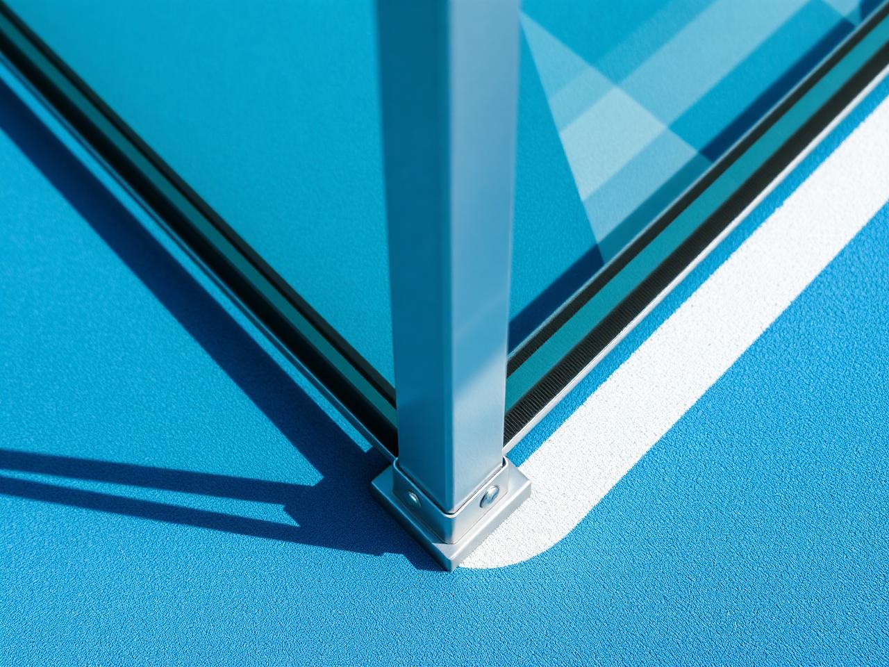 Detail of glass corner of a padel court