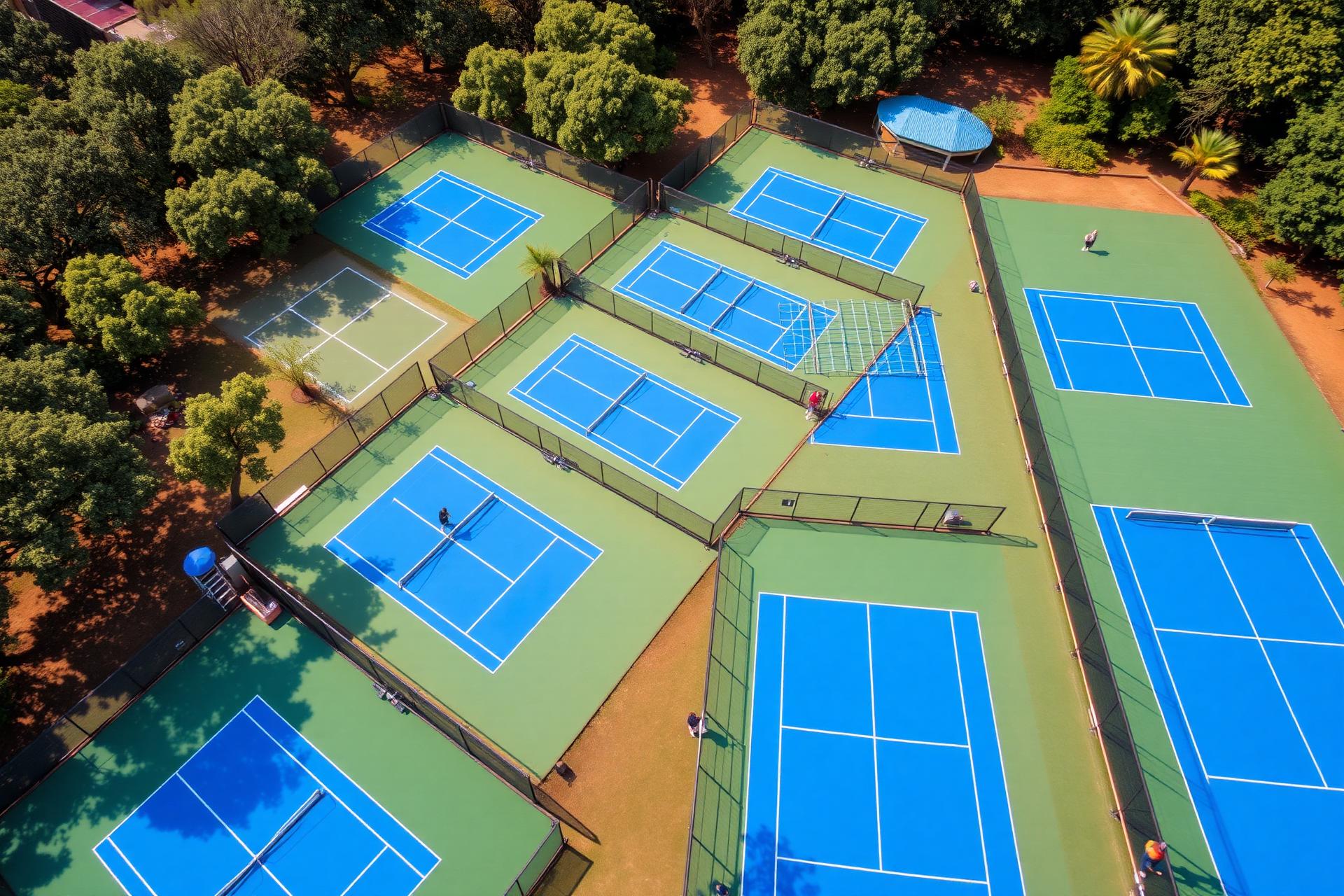 Aerial view of multiple padel courts